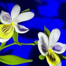 Paul Stankard 1979 Flamework Pansies on Opaque Blue Ground