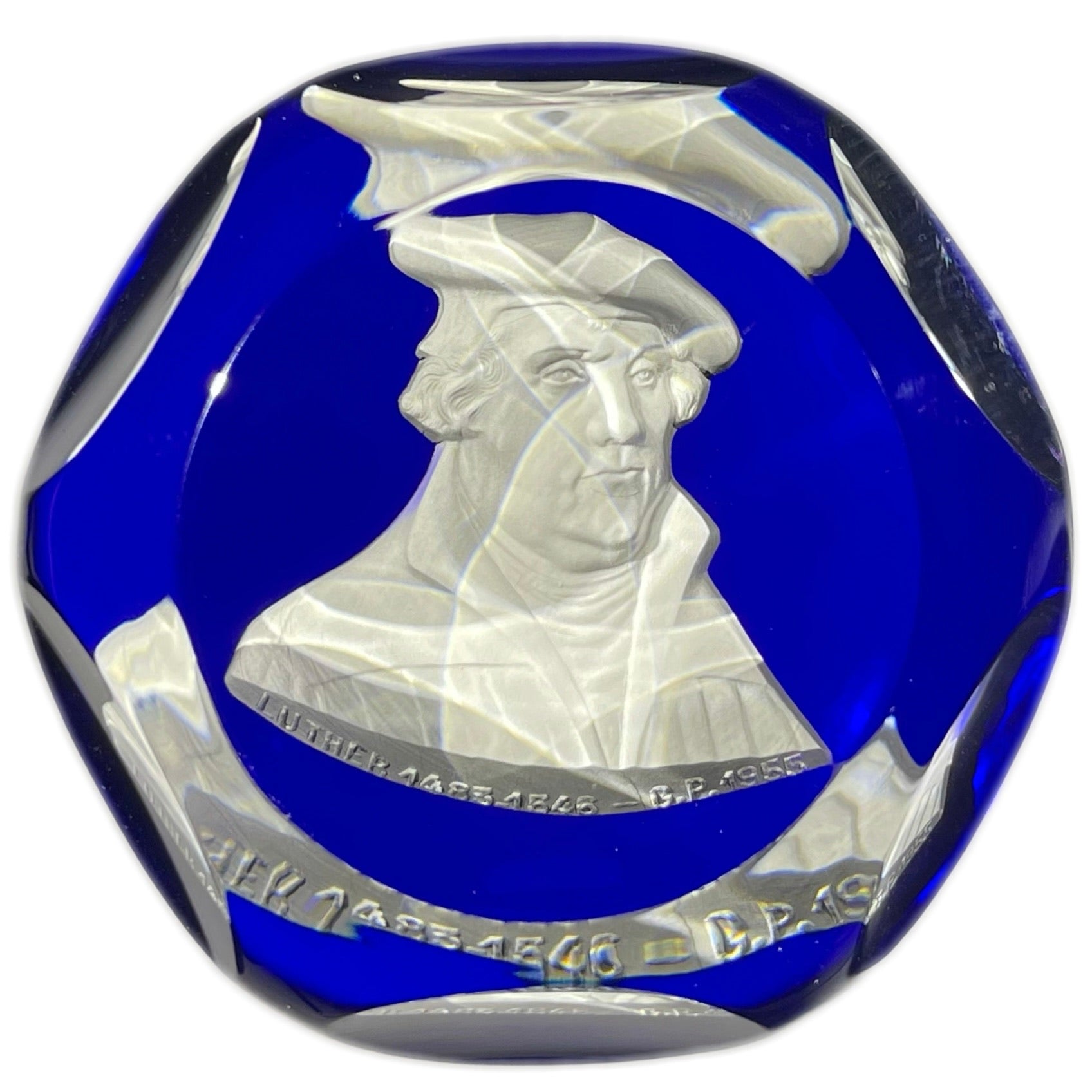 Baccarat 1955 Martin Luther Sulphide on Blue Ground