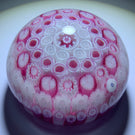 Jim Brown 2004 Glass Art Paperweight Concentric Pink & White Millefiori