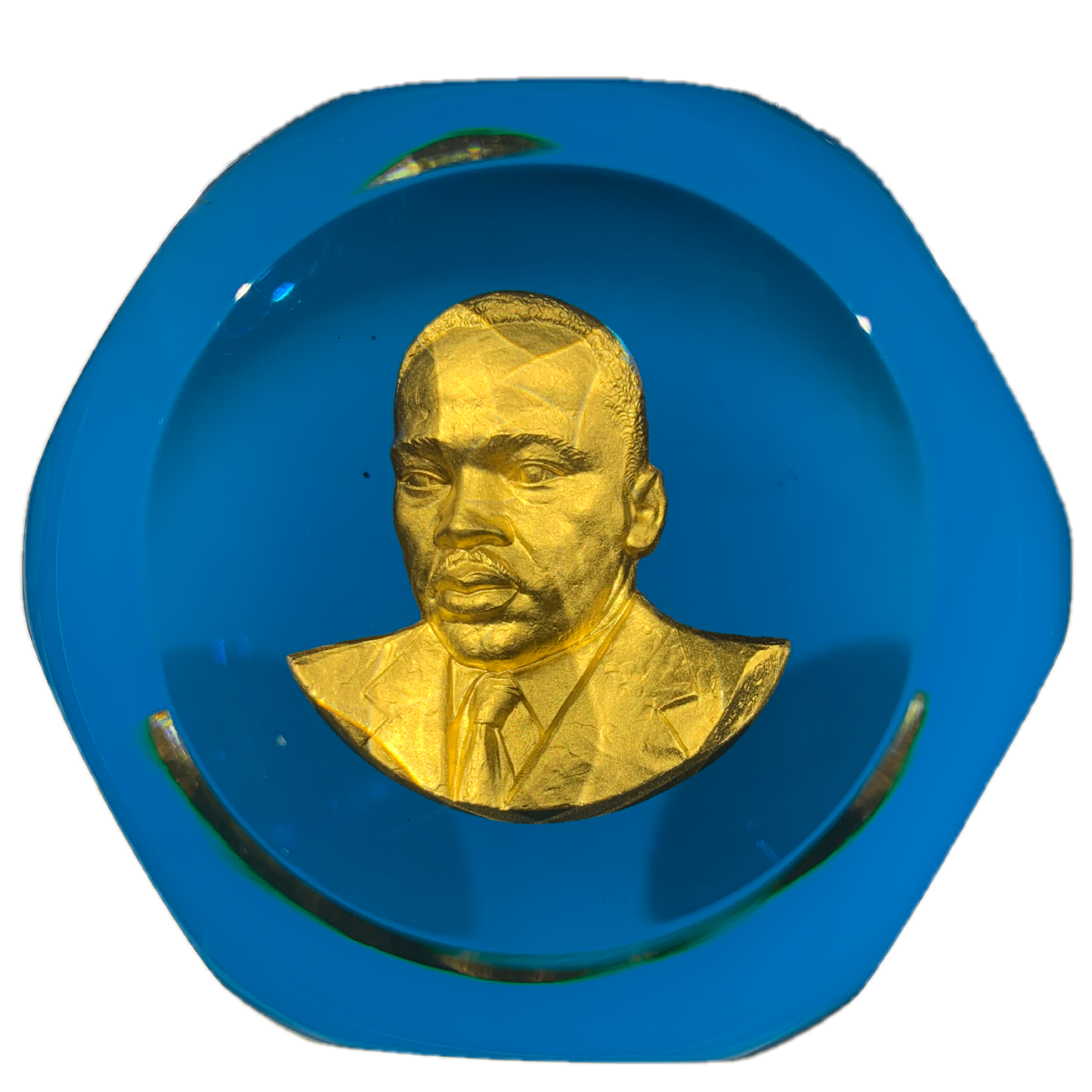 Baccarat Dr. Martin Luther King Jr. MLK Gold Inclusion Art Glass Paperweight