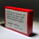 Large Mathieu Grodet 2021 Glass Art Murrine Paperweight Plaque George Orwell Quotation