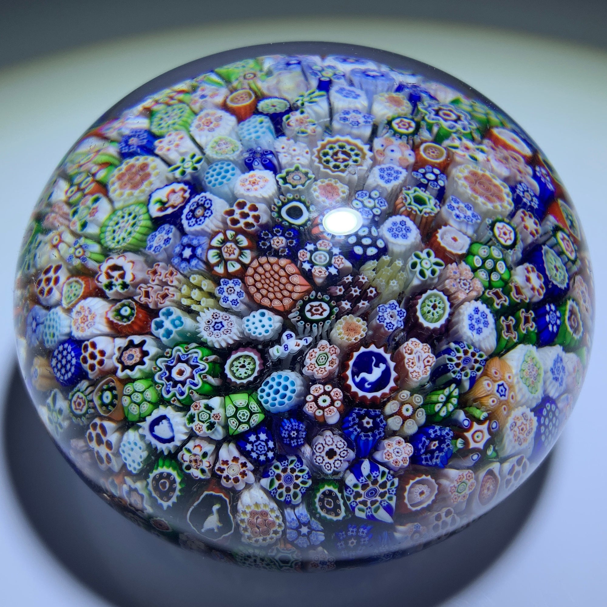 Antique Baccarat B1848 Art Glass Paperweight Closepack Millefiori W/ S