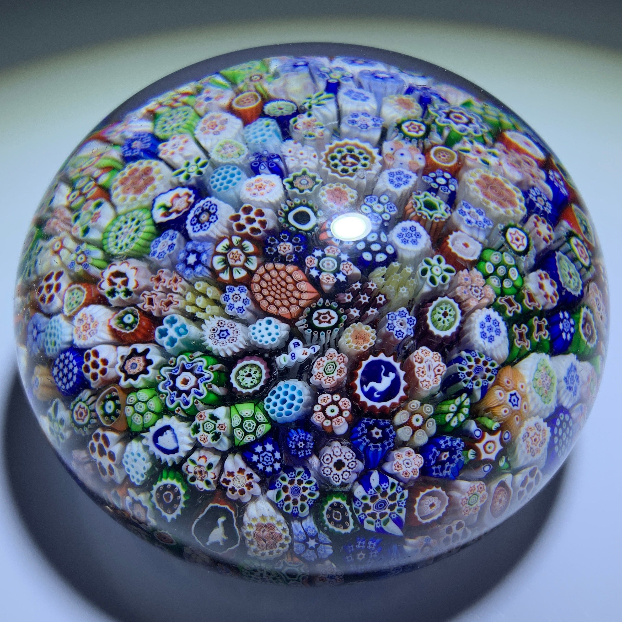 Antique Baccarat B1848 Art Glass Paperweight Closepack Millefiori W/ S