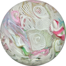 Vintage Magnum Murano Pastel Colored Ribbon Twists and Latticinio Scramble Glass Art Paperweight