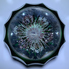 Uncommon Antique Baccarat Millefiori Roundels With Faceted Emerald Green Flash Overlay