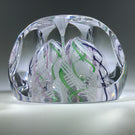 Unknown European Maker Faceted Art Glass Paperweight Encased Latticino Crown