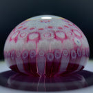 Jim Brown 2004 Glass Art Paperweight Concentric Pink & White Millefiori