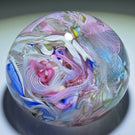 Vintage Murano Colorful Ribbon Twists and Latticinio Scramble Glass Art Paperweight