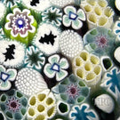 Damon MacNaught 2023 Glass Art Paperweight Complex Concentric Millefiori with Pine Tree Silhouettes & Stave Basket