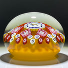 Baccarat Crystal 1978 LE Goat Gridel Murrine with Patterned Complex Millefiori on Opaque Butterscotch Ground