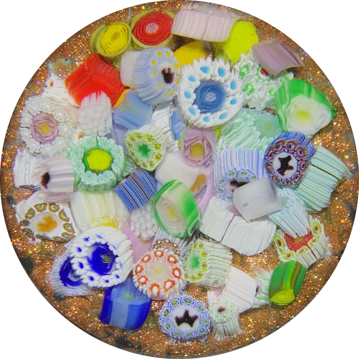 James Hart Complex Millefiori Scramble with Silhouette Canes on Aventurine