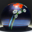 Orient & Flume 1982 Iridescent Torchwork Surface Decorated Flowers on Blue Field
