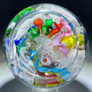 Vintage Murano Art Glass Paperweight Scramble With Colorful Ribbon Twists and Latticino