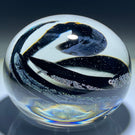 Unidentified Abstract Signed American Studio Art Glass Paperweight with Dichroic Swirl