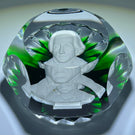 Vintage Faceted Baccarat Crystal President Andrew Jackson Sulphide on Transparent Green