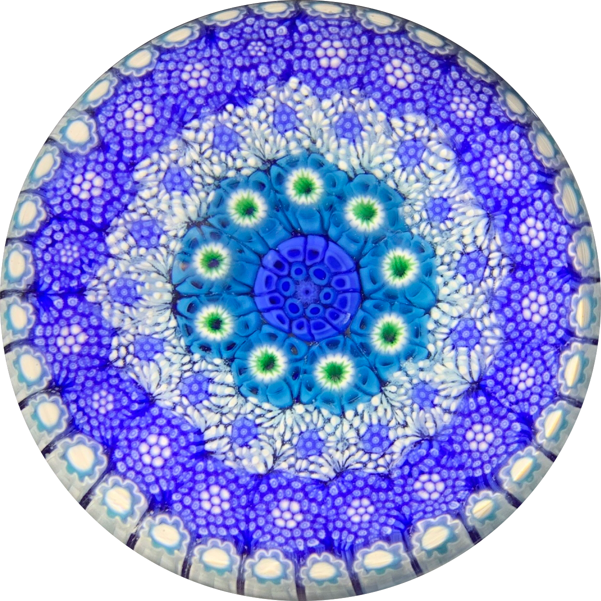 Matt Fimiano 2019 Complex Concentric Blue Millefiori in Staves