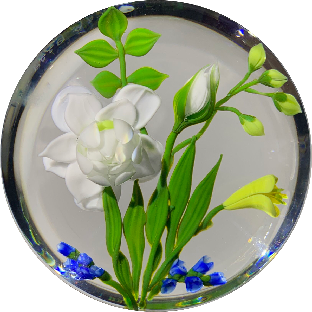 Paul Stankard Experimental 1981 Lampwork Wildflower Bouquet on Clear