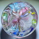 Vintage Murano Colorful Ribbon Twists and Latticinio Scramble Glass Art Paperweight