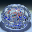 Antique Baccarat Art Glass Paperweight Faceted Closepack Millefiori Mushroom with Blue Torsade