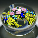 Large Ken Rosenfeld 2011 Glass Art Paperweight Flamework Draped Flower Garland with Pick Clichy Roses