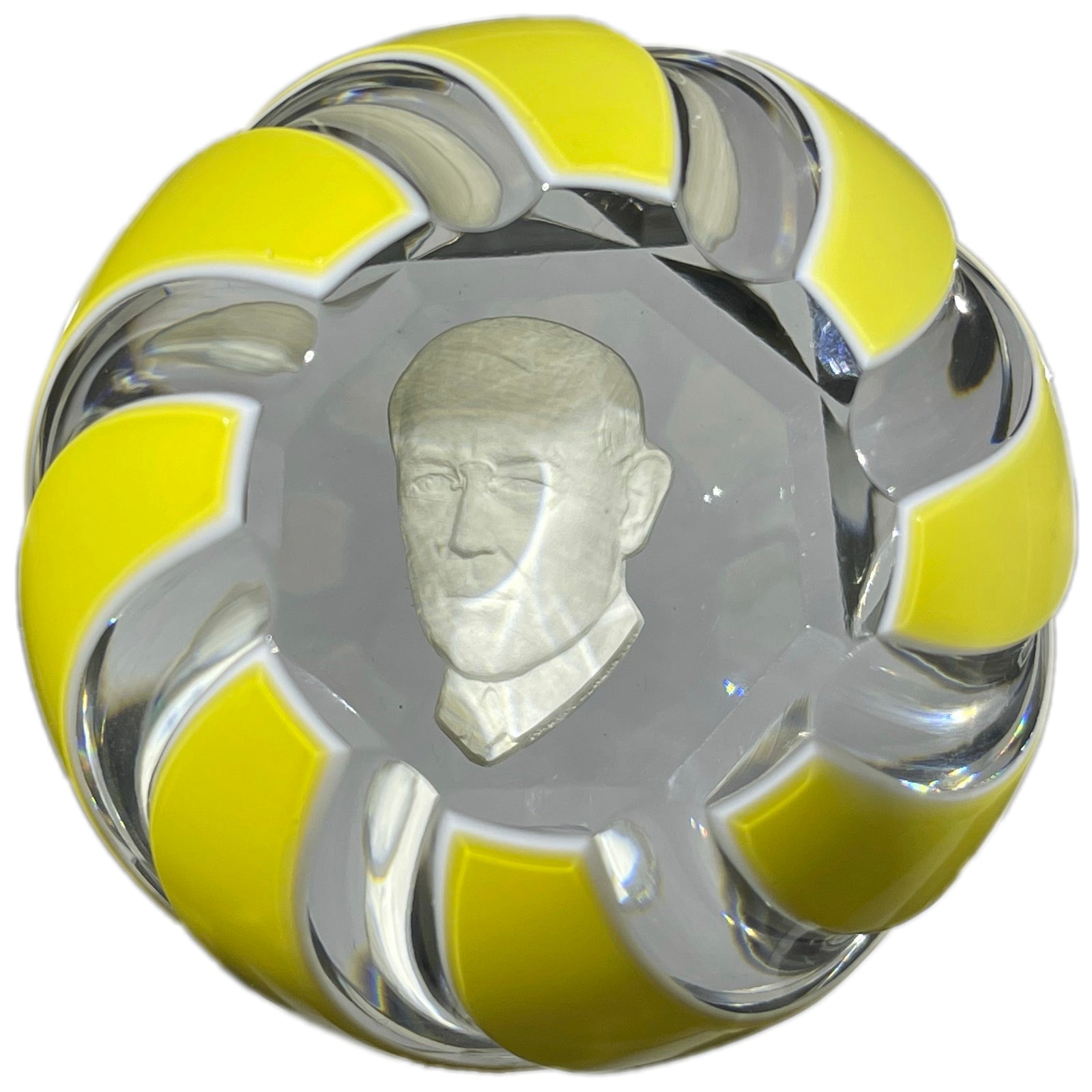 Baccarat 1972 United States President Woodrow Wilson Sulphide with Fancy Cut Yellow over White Double Overlay