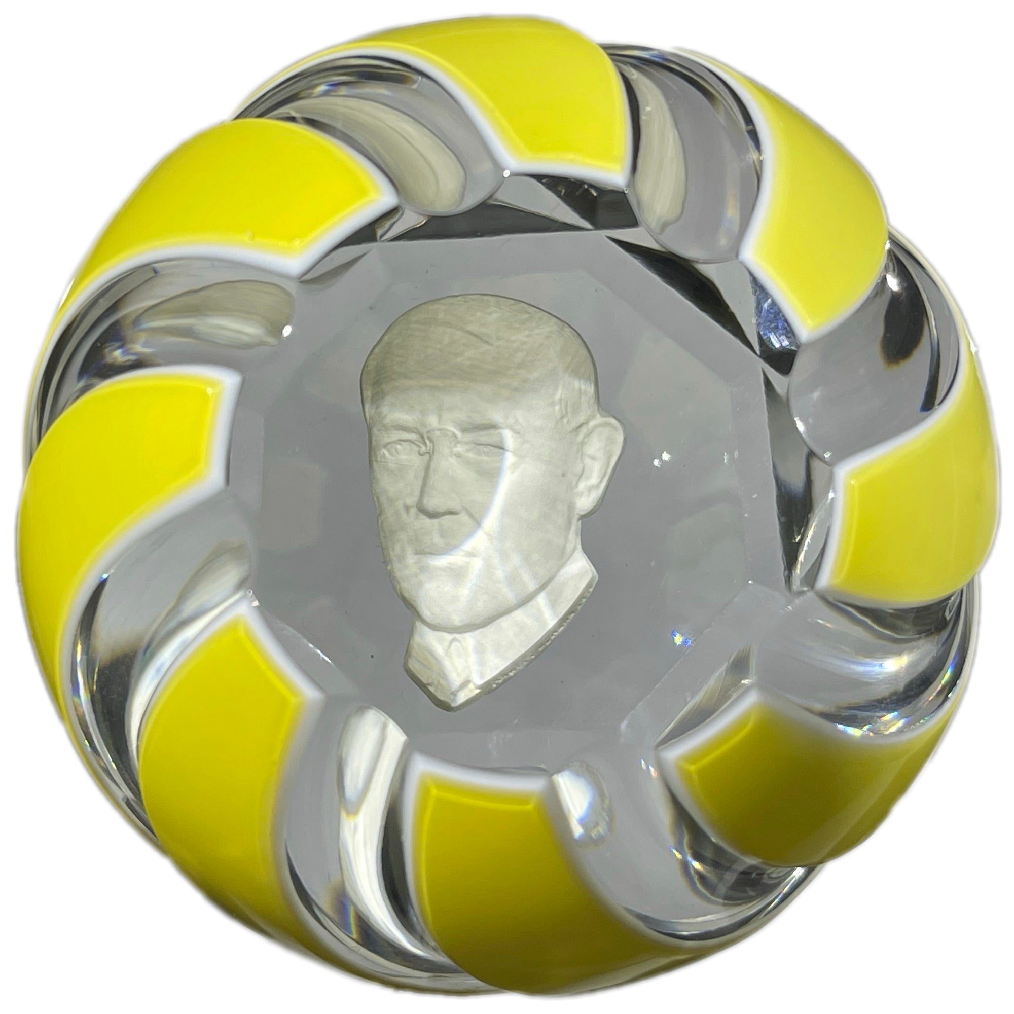 Baccarat 1972 United States President Woodrow Wilson Sulphide with Fancy Cut Yellow over White Double Overlay