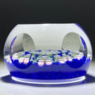 Faceted Caithness Whitefriars 1982 Glass Art Paperweight "Radial Garden" Millefiori & Ribbon Twists on Blue