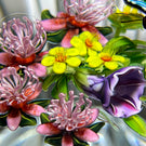 Signed Ken Rosenfeld Art Glass Paperweight 2018 Lampwork Hovering Butterfly w/ Flowers