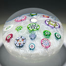 Magnum Peter Holmes 1993 Spaced Complex Millefiori with Clover & Thistle Canes on White Upset Muslin Ground