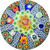 Vintage Vasart Glass Art Paperweight Radial Millefiori with White Filigree Panels on Opaque Blue