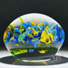 Colin Richardson 2022 Glass Art Paperweight Flamework Floral Bouquet "Blue & Gold Glitterati"