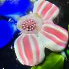 Antique Boston & Sandwich Lampwork Fantasy Flower Blue Pansy on Clear