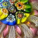 Early to Mid 20th Century Murano Millefiori Crown Paperweight with Pink Ribbon Twists