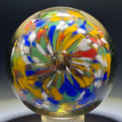 Antique Thuringian Glass Art Paperweight Colorful Patterned Millefiori on Spatter Ground