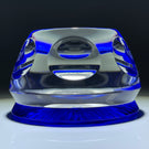 Baccarat Crystal Liberty Bell Sulphide on Blue Faceted Glass Paperweight