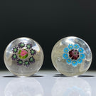Cutest Pair of Antique Clichy Miniature Concentric Millefiori Drawer Pulls
