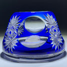 Cristal d’Albret 1967 Christopher Columbus Sulphide with Fancy Faceted Blue Overlay