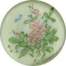 Early Chinese Hand-Painted Butterfly with Pink Flowers Encapsulated White Ground