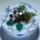 Ken Rosenfeld 2002 Flamework Pinecone & Holly Sprig on Snow