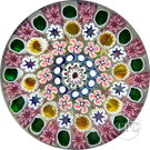 Damon MacNaught 2023 Glass Art Paperweight Complex Concentric Millefiori with Pink & Green Dogwoods Blossoms and Staves