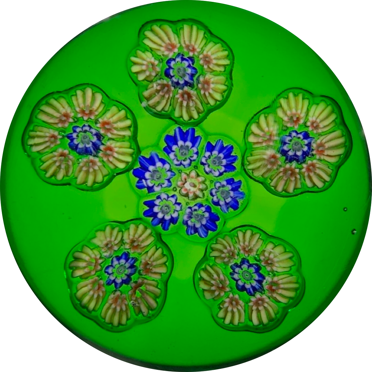 Vintage Perthshire Paperweights PP10 Patterned Millefiori On Green