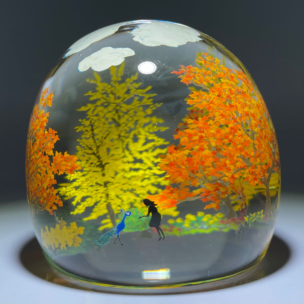 Autumn Ruzsa Alison Ruzsa 2019 Autumn Peacock Feeding Encapsulated Hand-paint Ename