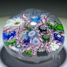 Uncommon Antique Clichy Glass Art Paperweight Millefiori Chequer With Red & White Barber Pole Twists