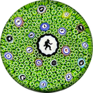 Baccarat Crystal 1975 LE Singe Noir Gridel Black Monkey Murrine With Green Carpet Ground and 17 Silhouette Canes