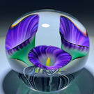 Jeremiah Lotton 2004 Torchwork Purple Calla Lily Trumpet Flowers Glass Paperweight