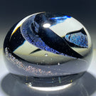 Unidentified Abstract Signed American Studio Art Glass Paperweight with Dichroic Swirl