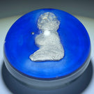 Antique European Sulphide Praying Figure on Opaque Blue Ground