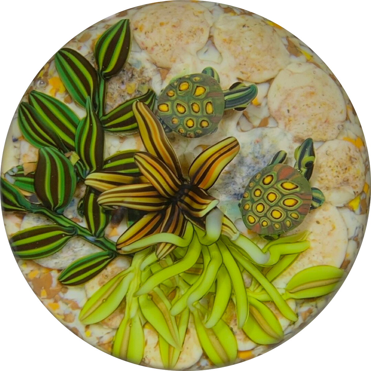 Cathy Richardson 2011 Miniature Flamework Turtles and Foliage