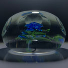 Vintage Harold Hacker Lampwork Stemed Blue Blossom on Clear with 6 +1 Faceting