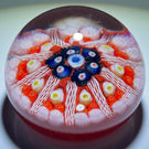 Signed Strathearn Paperweights Paneled Millefiori and Filigree on Orange Ground